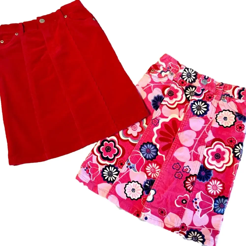The Children’s Place corduroy skirts size 4. One Red and one pink multi.